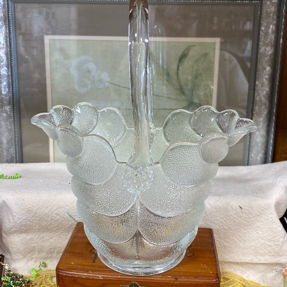 Other - LE Smith Glass Clear Carnival Glass Aurora Jewels Leaf Basket